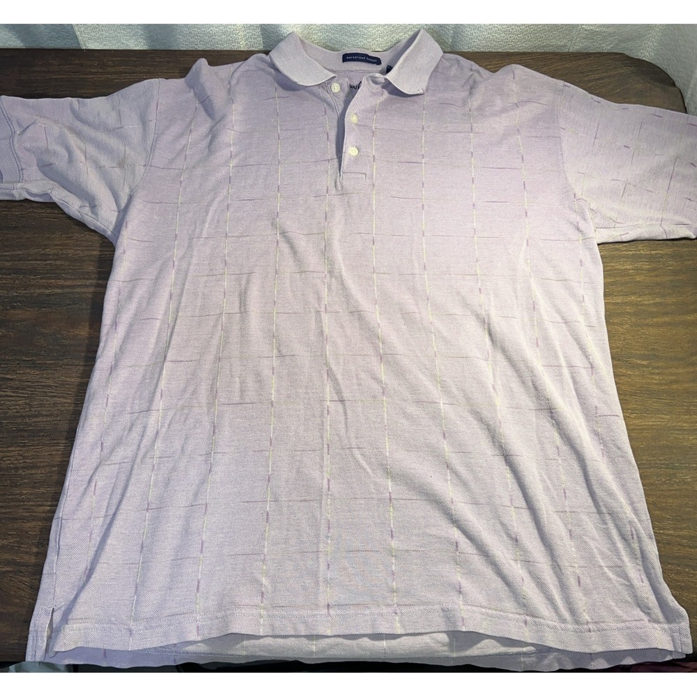 Alan Flusser Mercerized Cotton Short Sleeve Polo Shirt Men's Size Medium Purple